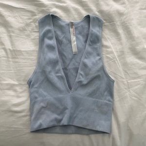 Urban Outfitters Plunging Seamless Top in Blue